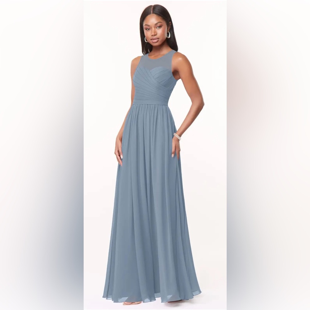 Azazie Nina Dusty Blue Bridesmaid Dress